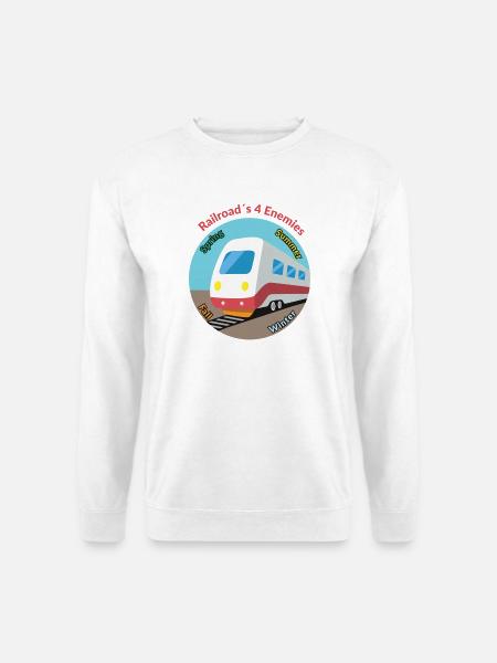 Vier Jahreszeiten Zug Motiv, immer unpünktlich - Unisex Pullover - Weiß
