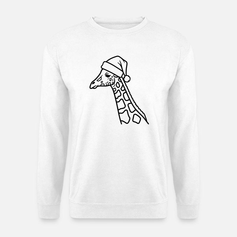 Weihnachtsgiraffe Cartoon Illustration - Unisex Pullover - Weiß