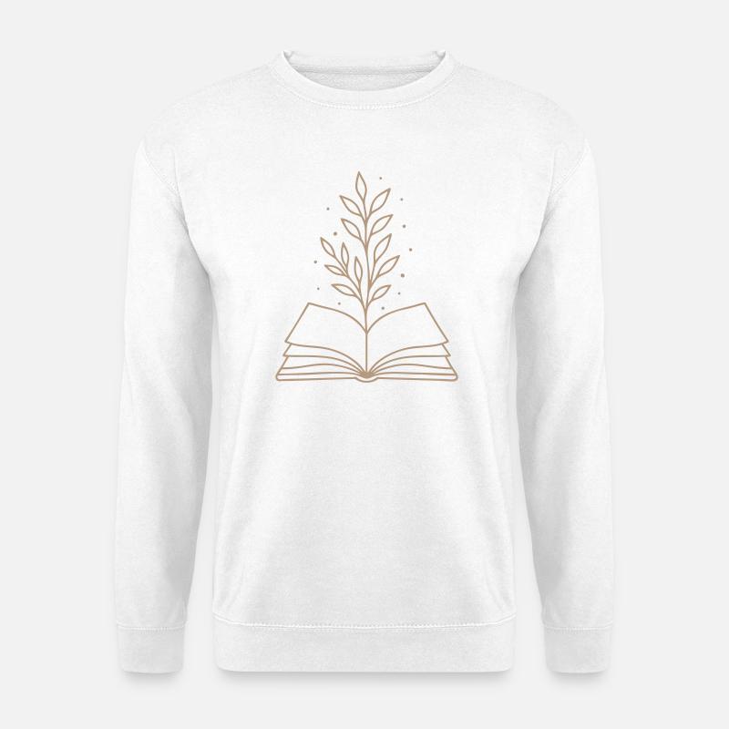 Magic Book Botanische Strichzeichnung - Unisex Pullover - Weiß