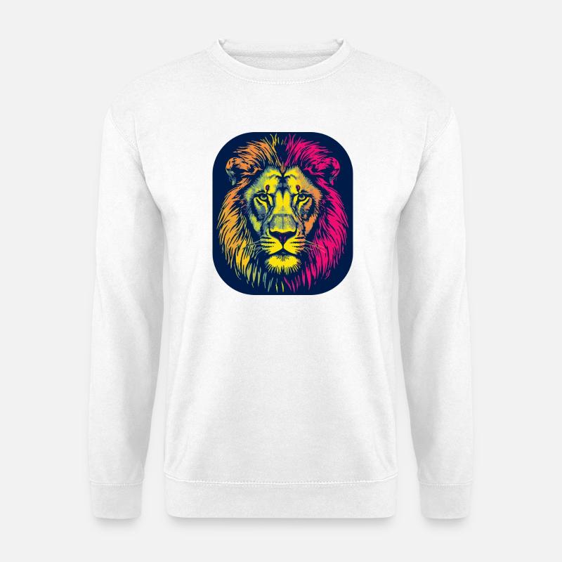 Neon Löwenkopf Pop Art - Unisex Pullover - Weiß