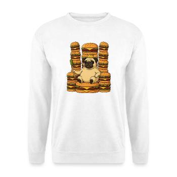 Funny Pug King Cheeseburger Cartoon Funny - Unisex Sweatshirt - white - Front
