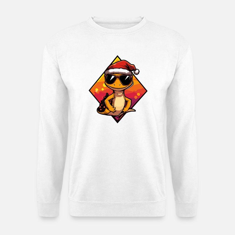 Gecko Lizard Santa Look - Unisex Pullover - Weiß