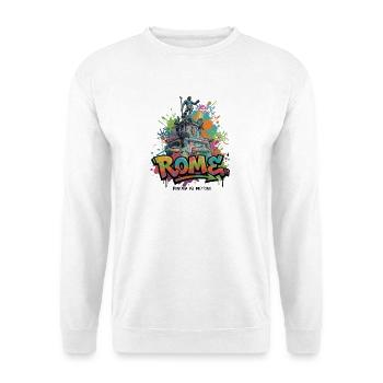 Römische Graffiti-Skulptur Splash - Unisex Pullover - Weiß - Vorne - Alina (178cm) & Michal (187cm)