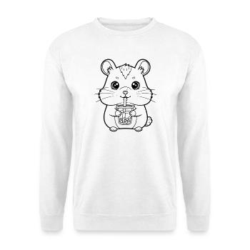 Hamster mit Becher - Unisex Pullover - Weiß - Vorne