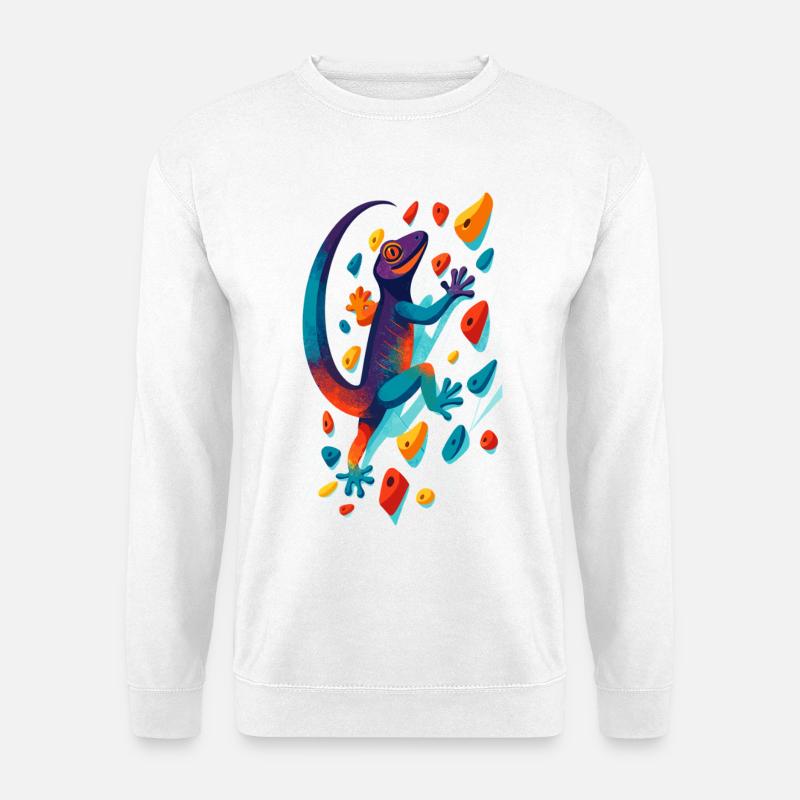 Bouldern Gecko Klettertier Klettern Echse Geschenk - Unisex Pullover - Weiß