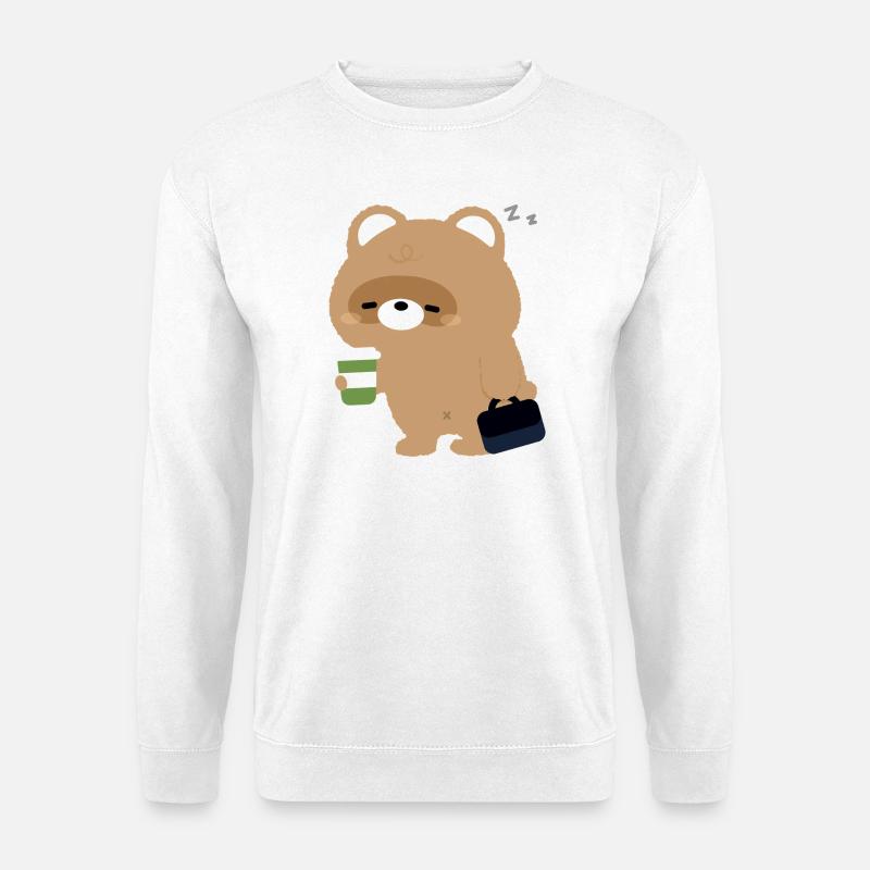 Sleepy Beaver und Kaffee - Unisex Pullover - Weiß