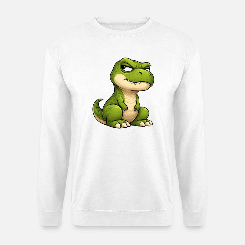 Grumpy T-Rex Cartoon Skeptical Look - Unisex Sweatshirt - white