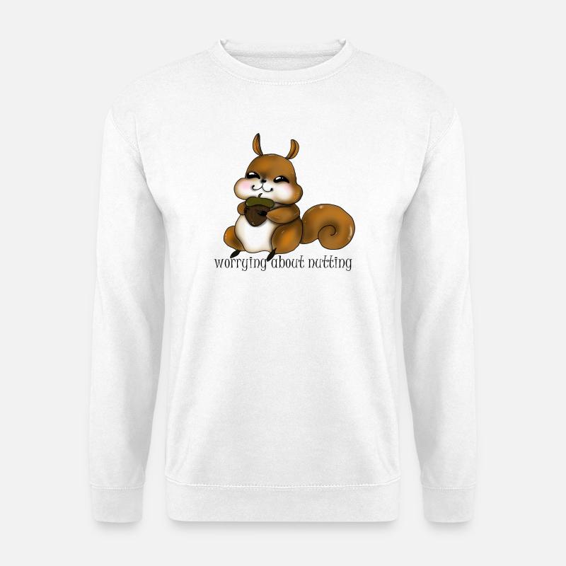 Cuddly squirrel with nut - Unisex Sweatshirt - white
