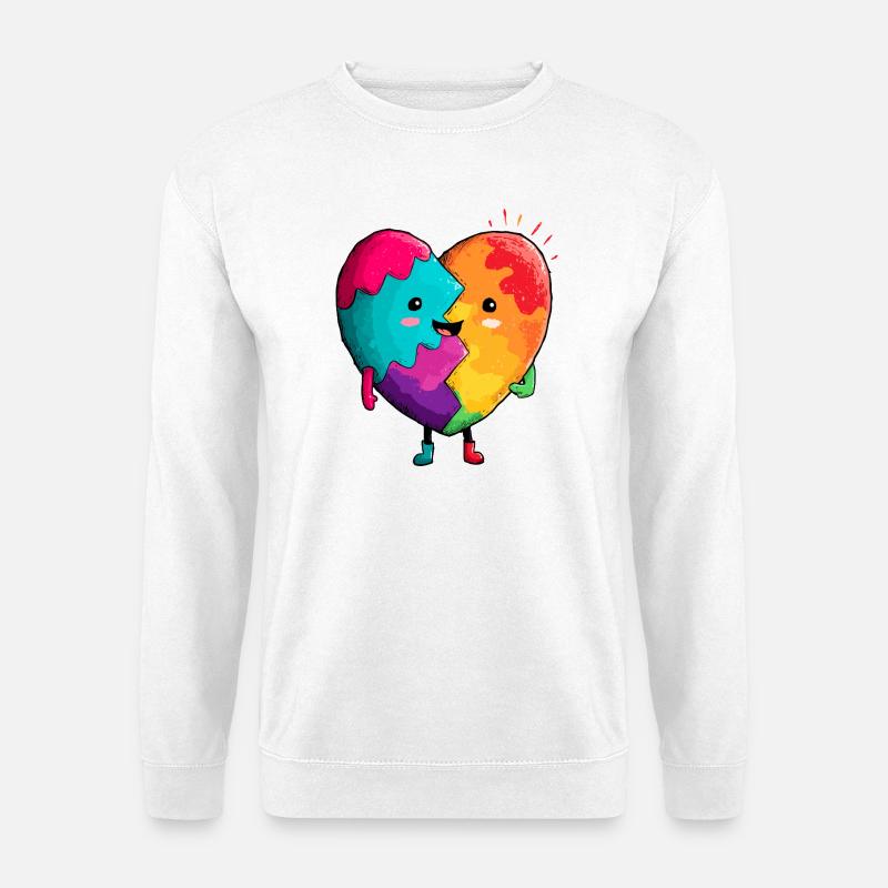 Regenbogenherz Umarmung - Unisex Pullover - Weiß