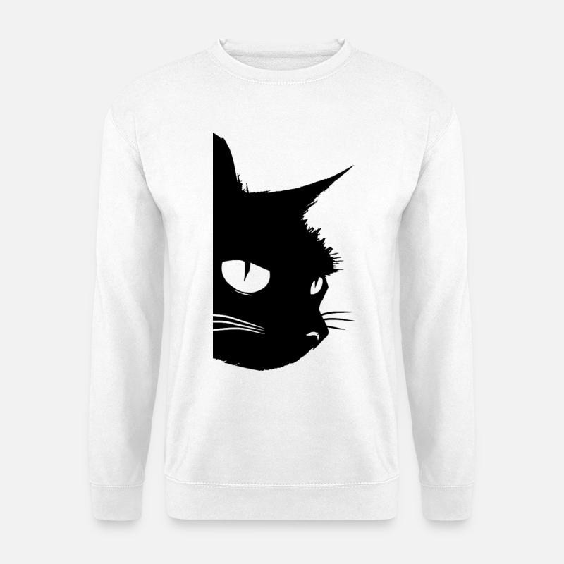 Schwarze Katze Kater  - Unisex Pullover - Weiß