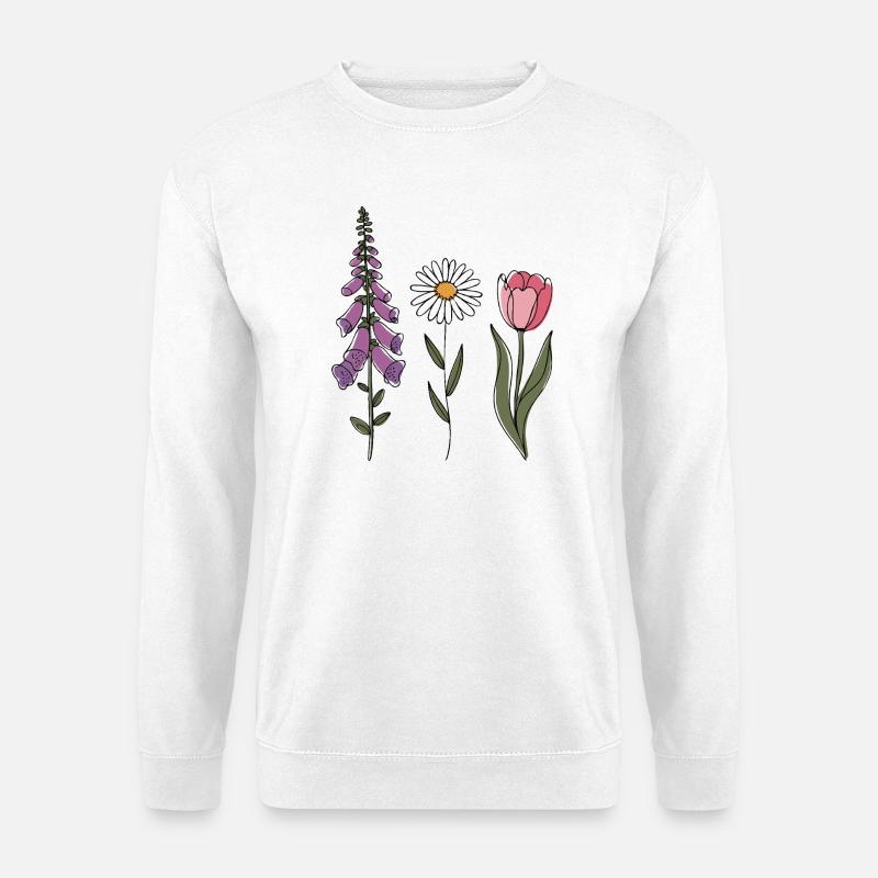 Foxglove-Daisy Tulip III - Unisex Pullover - Weiß