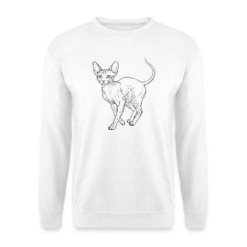 Minimalist Sphynx Cat - Fine Line Art Illustration - Unisex Sweatshirt - white - Front