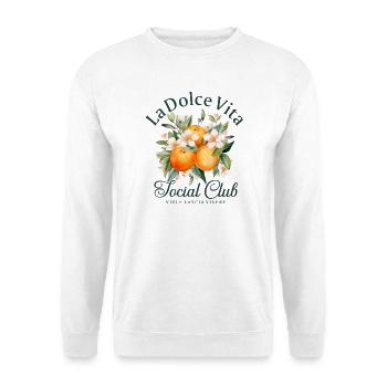 Italien La Dolce Vita Social Club Orangen  - Unisex Pullover - Weiß - Vorne