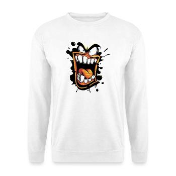 Orange Large öffnete einen schreienden Mund mit verrücktem Blick - Unisex Pullover - Weiß - Vorne