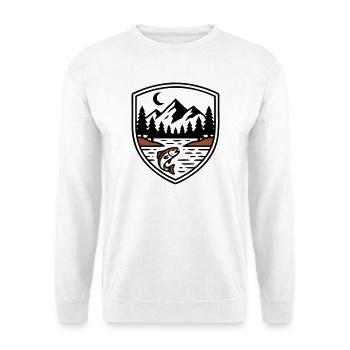 Mountains Forest Fish Shield Logo - Unisex Sweatshirt - white - Front