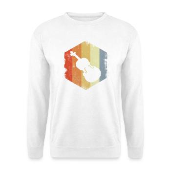 Vintage Violine Zeichnung - Unisex Pullover - Weiß - Vorne - Alina (178cm) & Michal (187cm)