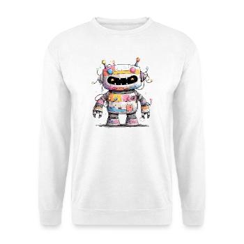 Bunter Roboter mit Farbspritzern - Unisex Pullover - Weiß - Vorne