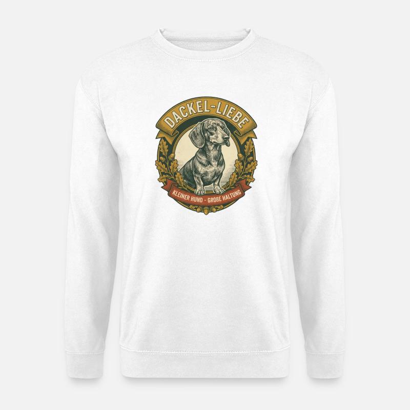 Dackel-Liebe – Kleiner Hund Große Haltung | Vintag - Unisex Pullover - Weiß