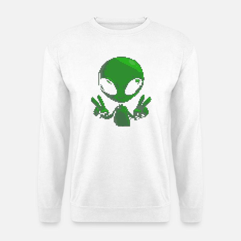 Pixel Alien Peace Sign - Unisex Sweatshirt - white