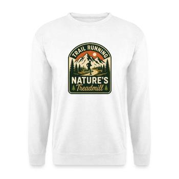 Badge du tapis roulant de la nature en course sur sentier - Sweat-shirt Unisexe - blanc - Devant