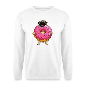 Donut Pug Dog au glaçage rose - Sweat-shirt Unisexe - blanc - Devant
