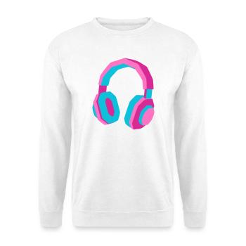 Kopfhörer 80er Retro Synthwave DJ Musik Gamer - Unisex Pullover - Weiß - Vorne