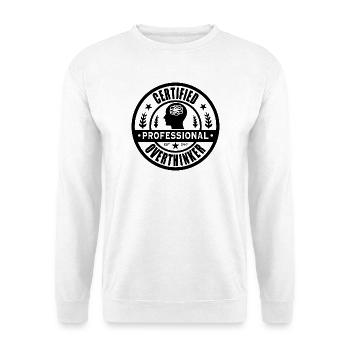 Certified Professional Overthinker – Vintage Badge - Sweat-shirt Unisexe - blanc - Devant