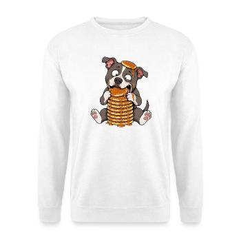 Pitbull with Pancakes Funny Cartoon - Unisex Sweatshirt - white - Front
