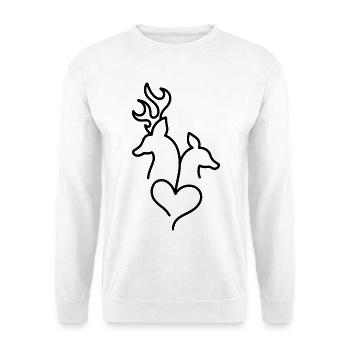 Hirsch und Reh mit Herz - Unisex Pullover - Weiß - Vorne