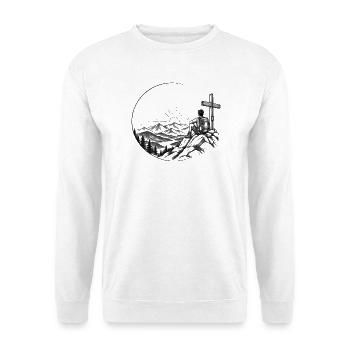 Wanderer am Gipfel - Unisex Pullover - Weiß - Vorne - Alina (178cm) & Michal (187cm)