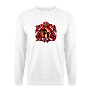 Feuerwehrmann und Papa – Stolzer Feuerwehr Vater - Unisex Pullover - Weiß - Vorne - Alina (178cm) & Michal (187cm)