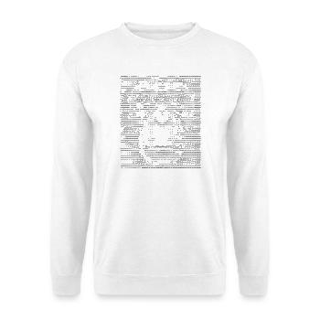 Affen-ASCII-Gesicht - Unisex Pullover - Weiß - Vorne - Alina (178cm) & Michal (187cm)