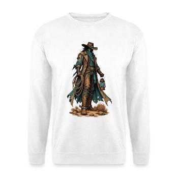 Wüsten-Cowboy mit Laterne - Unisex Pullover - Weiß - Vorne - Alina (178cm) & Michal (187cm)