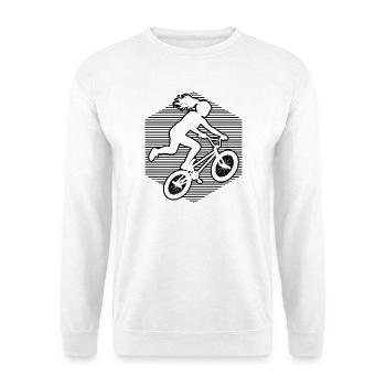 Freestyle-BMX Geschenk für eine Freestyle-Fahrerin - Unisex Pullover - Weiß - Vorne - Alina (178cm) & Michal (187cm)