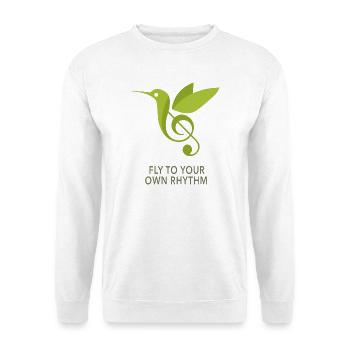 Fly to Your Own Rhythm – Kolibri Design - Unisex Pullover - Weiß - Vorne - Alina (178cm) & Michal (187cm)