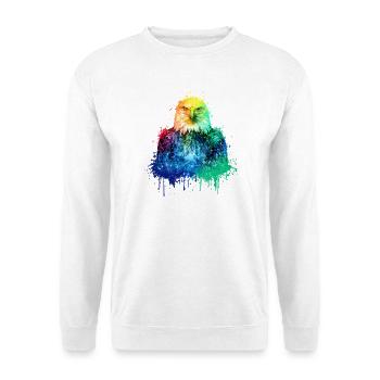 Adler Aquarell Illustration - Unisex Pullover - Weiß - Vorne - Alina (178cm) & Michal (187cm)