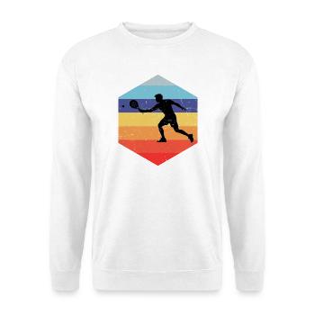 Geschenkidee für den Doppelspieler mit Racketsport - Unisex Pullover - Weiß - Vorne - Alina (178cm) & Michal (187cm)
