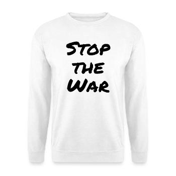 Stop the war - Unisex Pullover - Weiß - Vorne - Alina (178cm) & Michal (187cm)
