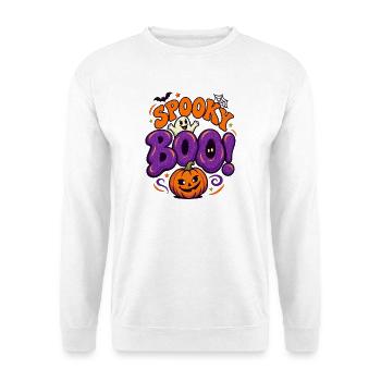Spooky Boo Ghost und Pumpkin Halloween. - Unisex Pullover - Weiß - Vorne - Alina (178cm) & Michal (187cm)