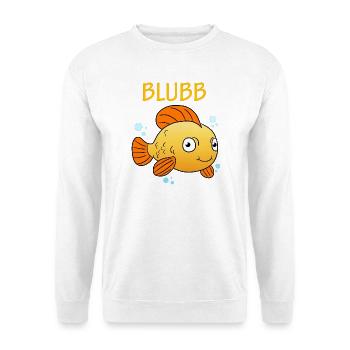 Blubb Goldfisch Süßer Fisch Aquarium Fischchen - Unisex Pullover - Weiß - Vorne - Alina (178cm) & Michal (187cm)