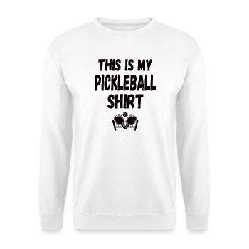 Pickleball Spielerin Spieler - Unisex Pullover - Weiß - Vorne - Alina (178cm) & Michal (187cm)