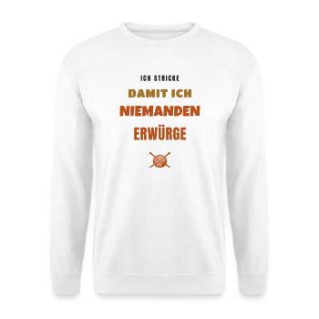 Ich Stricke Damit Ich Niemanden Erwürge - Unisex Pullover - Weiß - Vorne - Alina (178cm) & Michal (187cm)