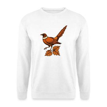 Fasan im goldenen Laub - Unisex Pullover - Weiß - Vorne - Alina (178cm) & Michal (187cm)