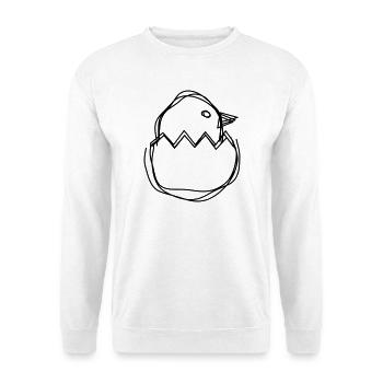 Osterküken handgezeichnet - Unisex Pullover - Weiß - Vorne - Alina (178cm) & Michal (187cm)