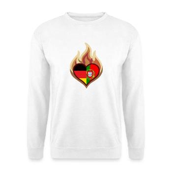 Flammenherz Deutschland Portugal - Unisex Pullover - Weiß - Vorne - Alina (178cm) & Michal (187cm)