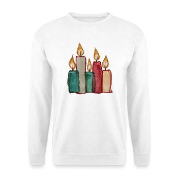 Candle Quartet Aquarell Glow - Unisex Pullover - Weiß - Vorne - Alina (178cm) & Michal (187cm)
