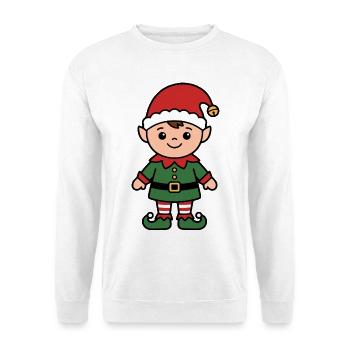 Süßer Kawaii-Weihnachtself Weihnachts-Weihnachtsmann-Helfer - Unisex Pullover - Weiß - Vorne - Alina (178cm) & Michal (187cm)