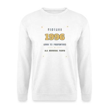 Jahrgang 1996 Bis zur Perfektion gereift - Unisex Pullover - Weiß - Vorne - Alina (178cm) & Michal (187cm)