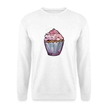 Rosa Aquarell Cupcake - Unisex Pullover - Weiß - Vorne - Alina (178cm) & Michal (187cm)