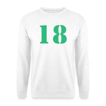 18 - Unisex Pullover - Weiß - Vorne - Alina (178cm) & Michal (187cm)